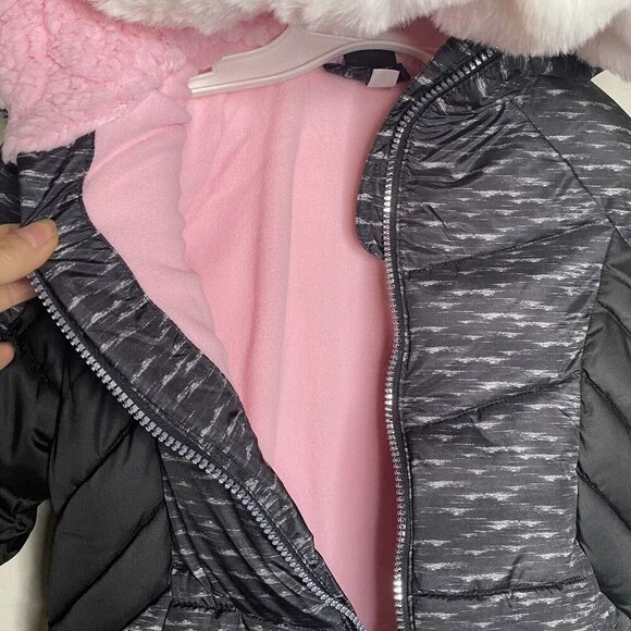 Zero Xposure Youth Girls SZ XS Winter Snowboard Coat Faux Fur Trim Pink Lined - Picture 9 of 10